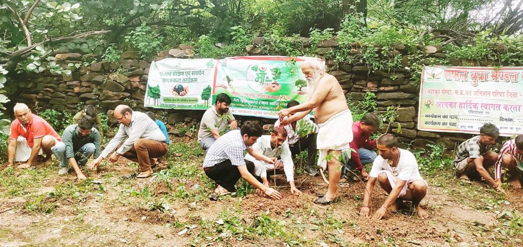 झण्डा का पुरा के झरनेश्वर महादेव मंदिर में श्रीमद्भागवत कथा के अवसर पर हुआ पौधारोपण